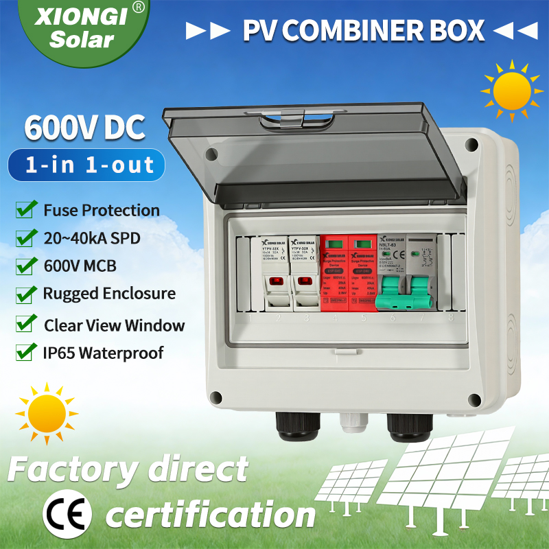 Solar Combiner Box - 1 Stück Solar-Photovoltaik-PV-DC-Kombiniererbox mit Überspannungs- und