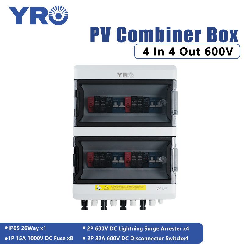 Solar Combiner Box - PV-Combiner-Box 4 Eingänge 4 Ausgänge DC600V